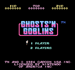 Ghosts 'n Goblins title screen for NES
